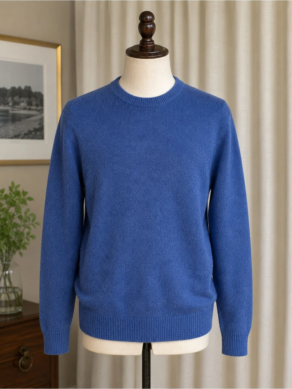 Men's Wool Blend Crewneck Sweater in Royal Blue